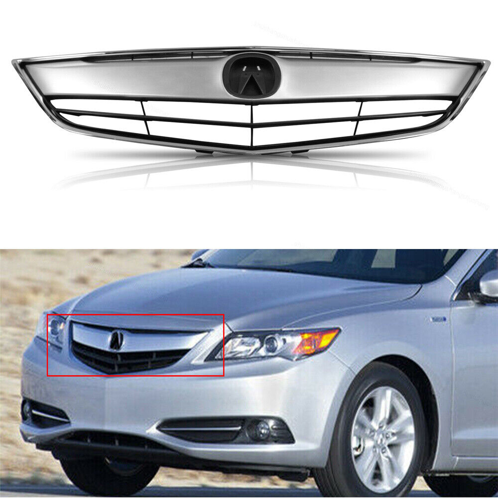 Fit ACURA ILX HYBRID 13 14 15 Front Upper Chrome Grill Bumper Grille w/Molding