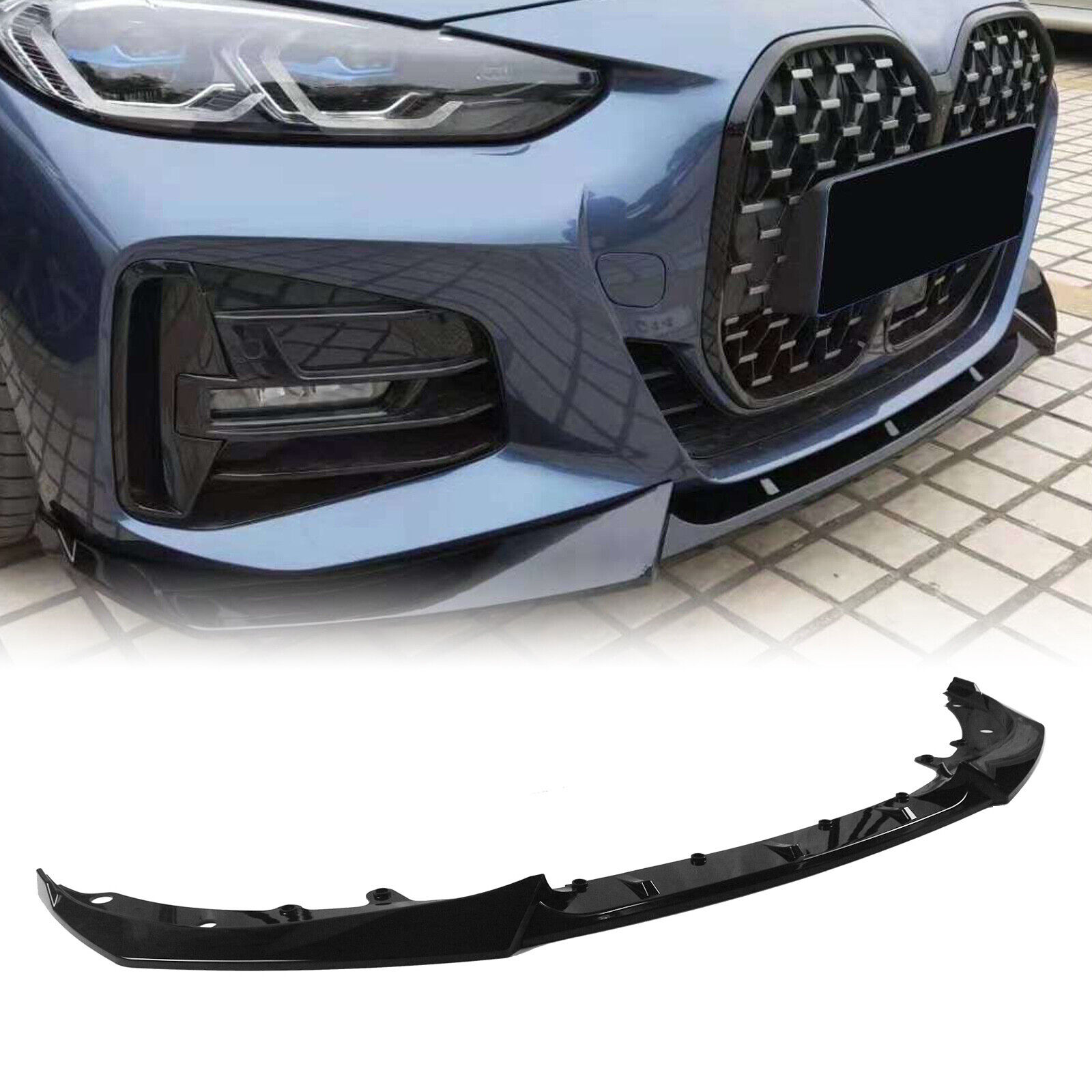 Gloss Black Front Bumper Splitter For 2021 BMW 4 Series G22 430i Coupe M Sport