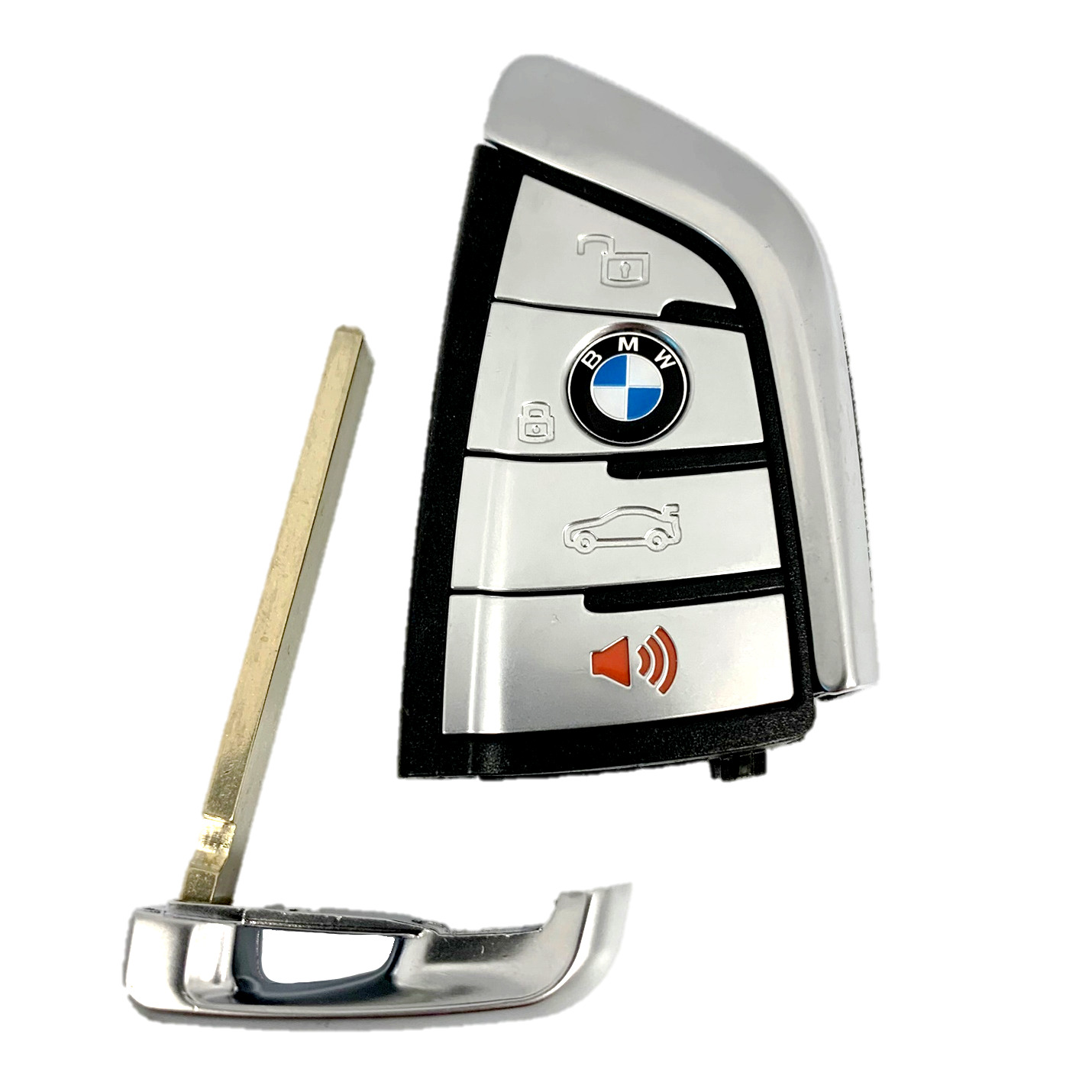 OEM BMW Keyless Remote Fob + UNCUT Key Insert 4B Silver OEM BMW N5F-ID21A
