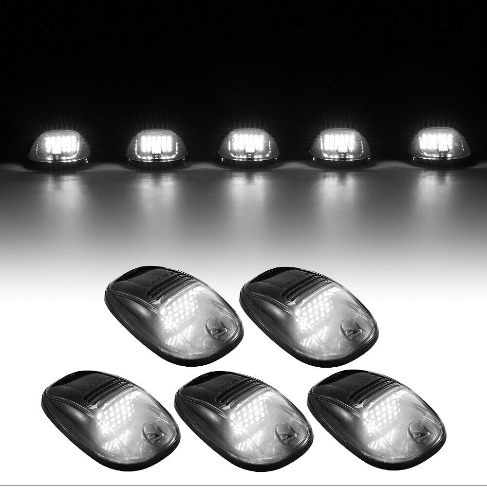 5PCS Smoked Amber LED Cab Roof Top Marker Running Light For Jeep Truck SUV Car