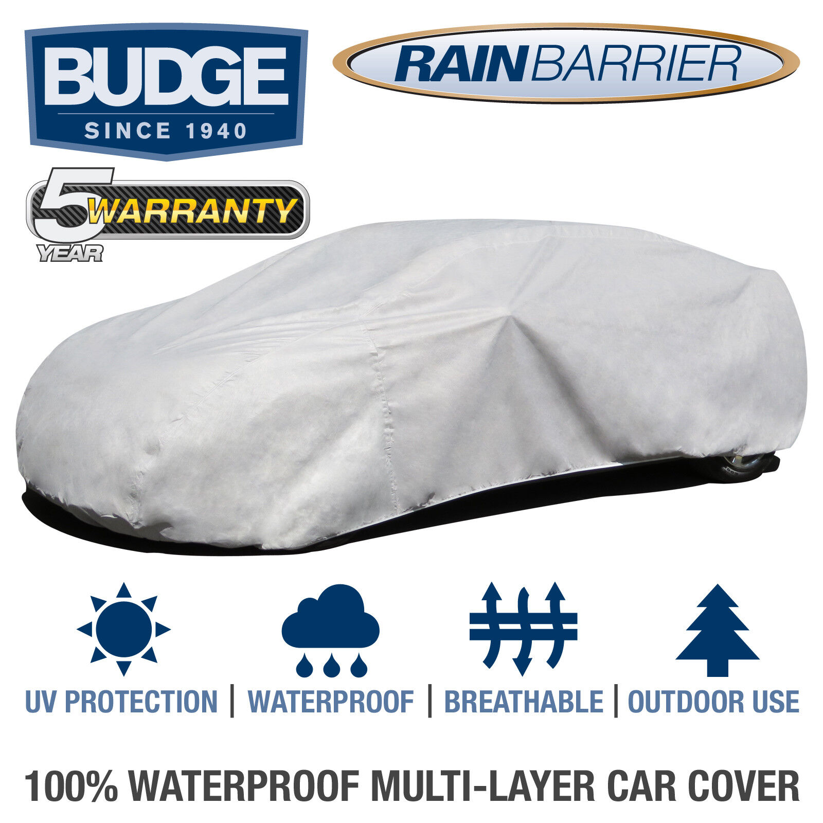 Budge Rain Barrier Car Cover Fits Sedans up to 19\' Long| Waterproof | Breathable