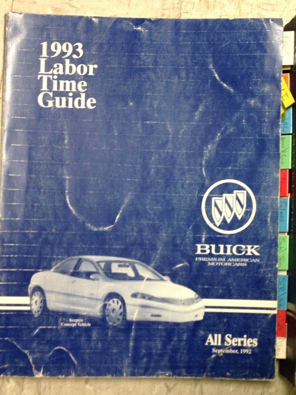 1992 1993 BUICK SCEPTRE CONCEPT VEHICLE ALL SERIES LABOR TIME GUIDE Manual RARE