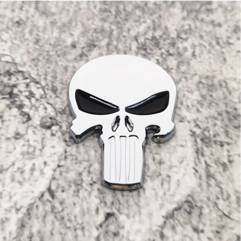 2PCS Metal Fender Punisher Skull Badge Logo Rear Lid Trunk Car Emblem Sticker
