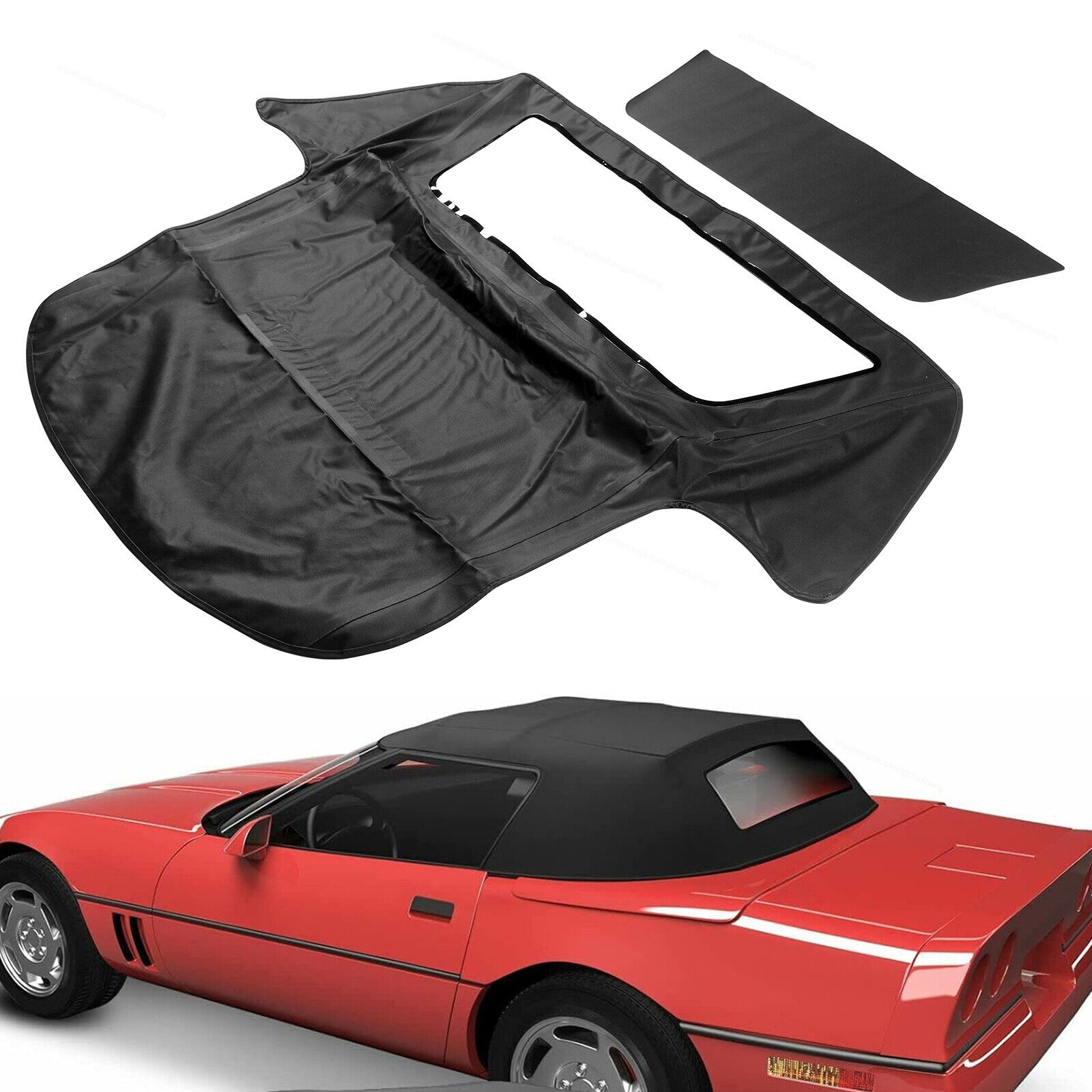 Black Convertible Soft Top w/ Plastic Window Fits Chevrolet Corvette 1986-1993