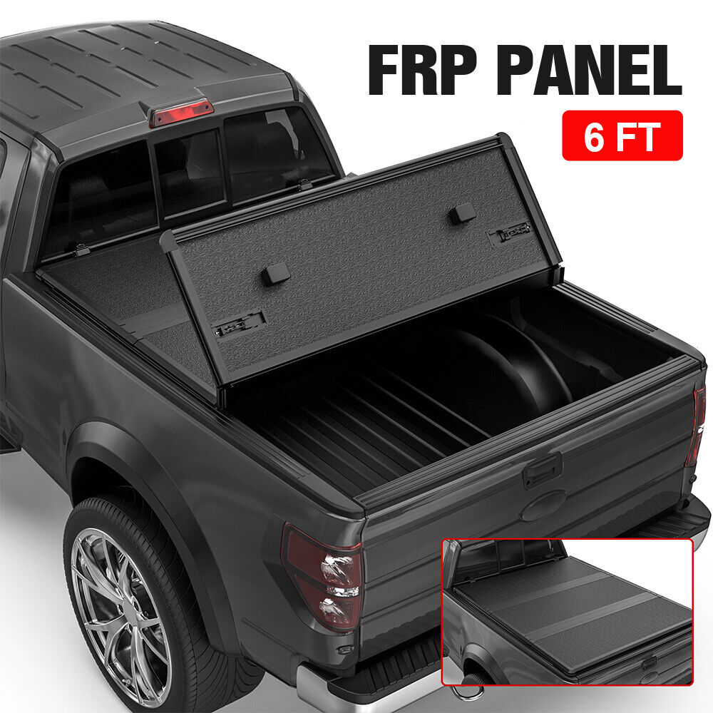 6FT Hard Truck Tonneau Cover 3-Fold For 2005-2024 Nissan Frontier Fiberglass
