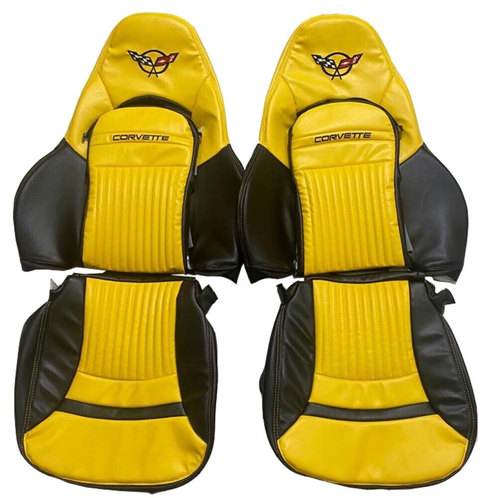 Corvette C5 Sports Synthetic Leather Seat Covers In Yellow & Black (1997-2004)