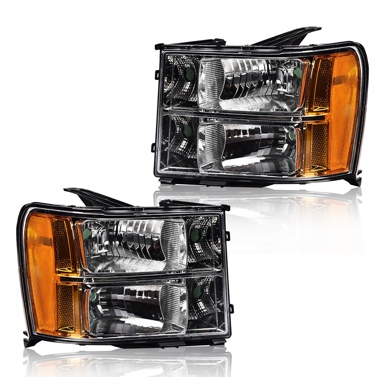 2X Left & Right Side Headlights Headlamps Clear For 2007-2013 GMC Sierra 1500