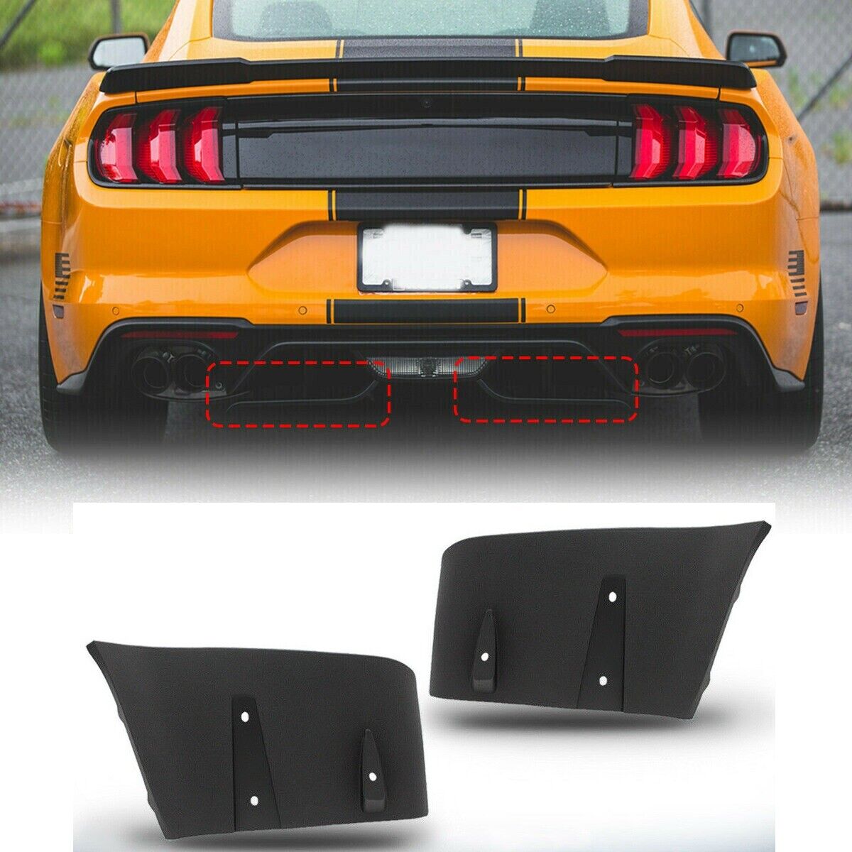 Fit 2018-2020 Ford Mustang GT R-Style Rear Bumper Diffuser Valance Aero Foil Kit