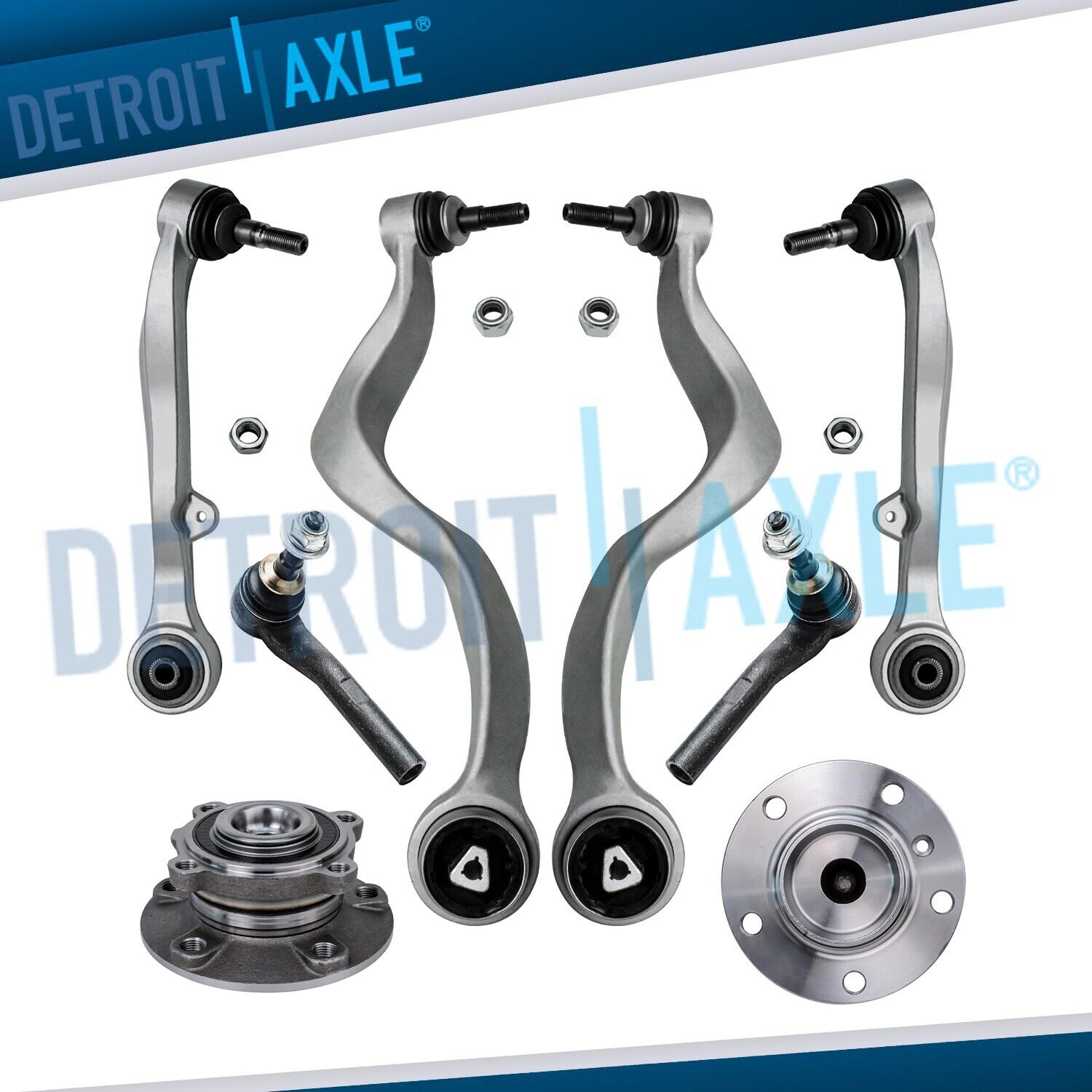 New 8pc Front Lower Control Arm + Wheel Hub & Bearings for 760Li w/ ABS 5 Bolts