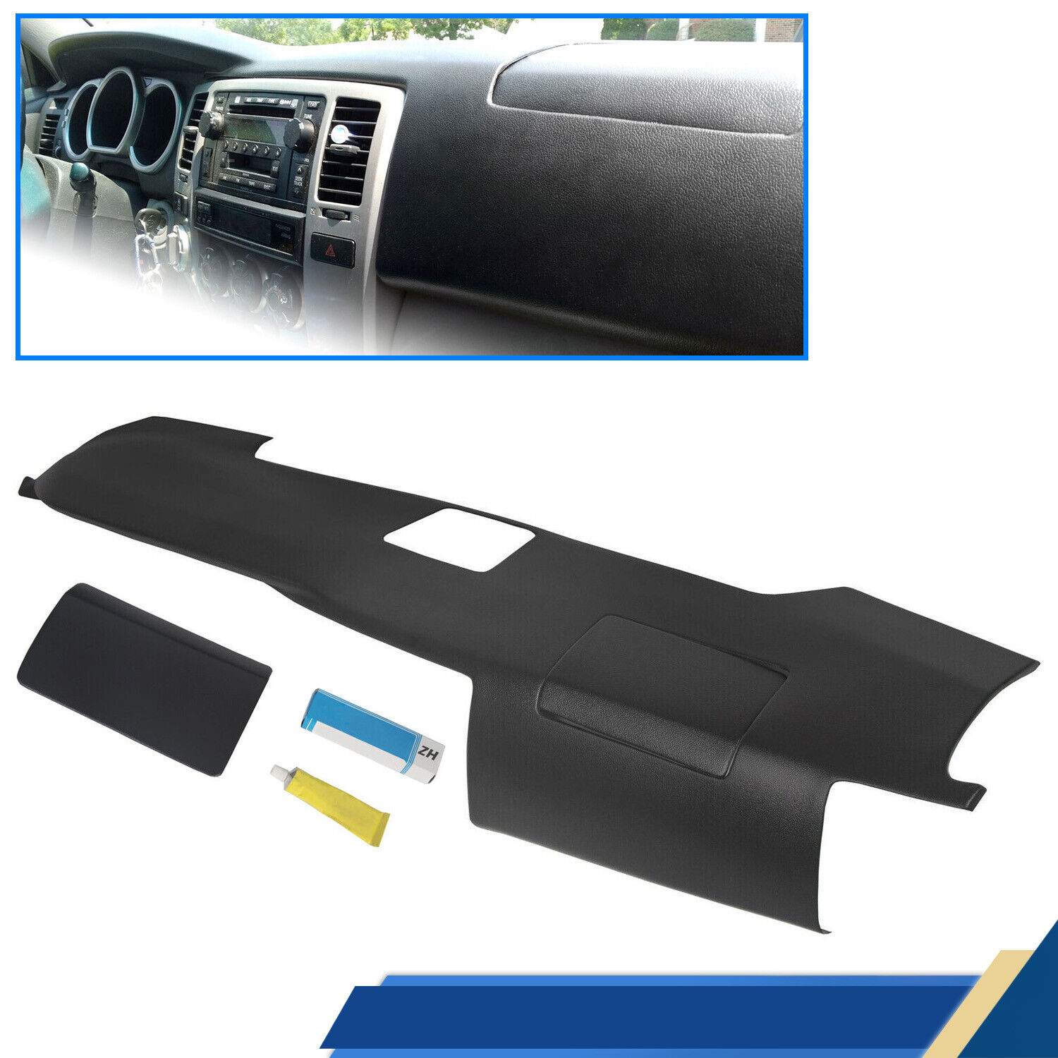 Overlay Dash Cover Dashboard Black For Toyota 4Runner 2003-2009 W/ Speaker Holes