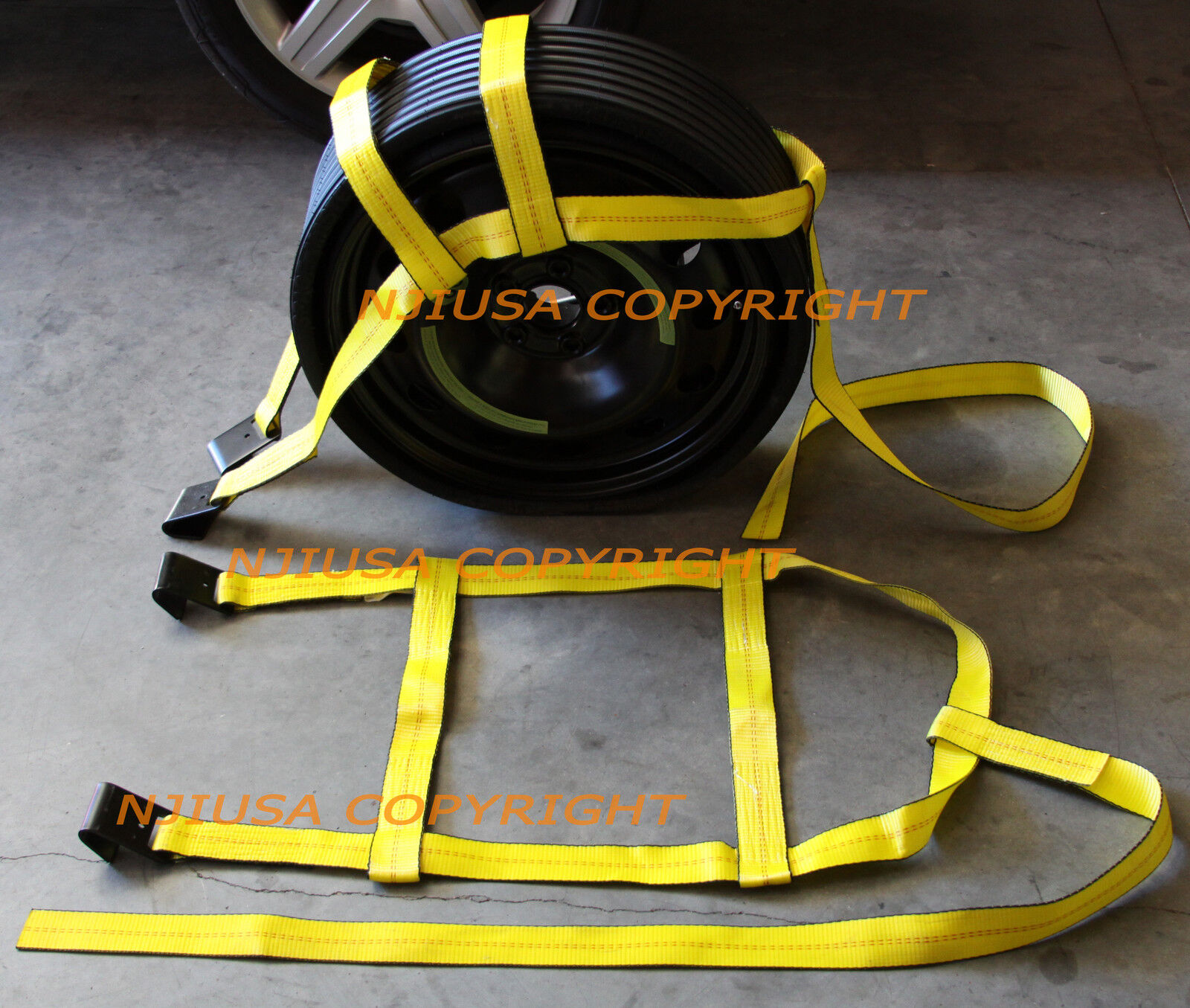 Car Tire Basket Straps Adjustable Wheel Net Set Flat Hook Fit DEMCO Tow Dolly 