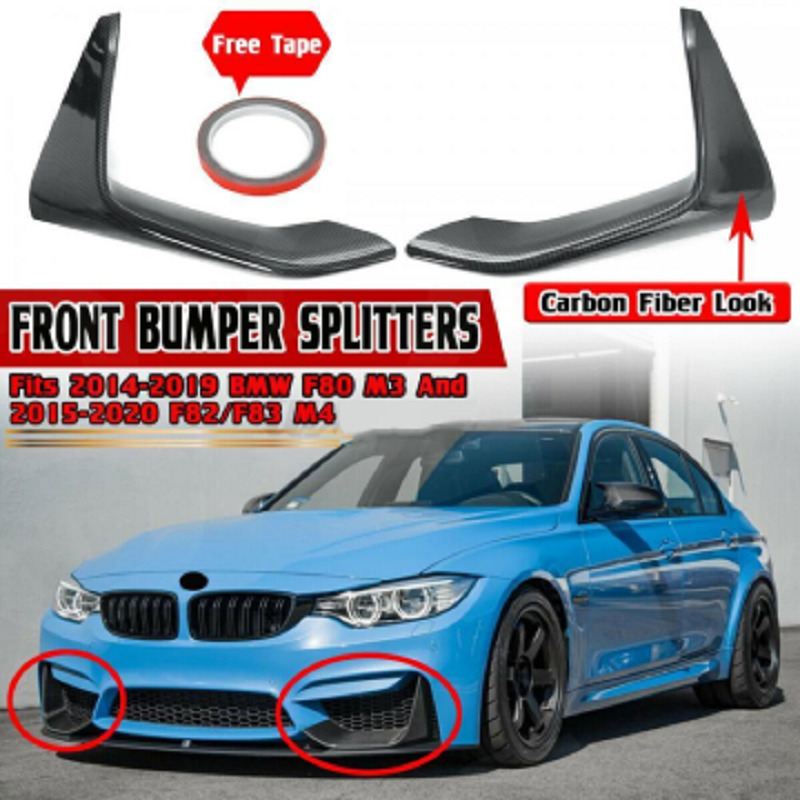 For 15-18 BMW M3 M4 F80 F82 Carbon Fiber Front Lower Bumper Splitter Spoiler Lip