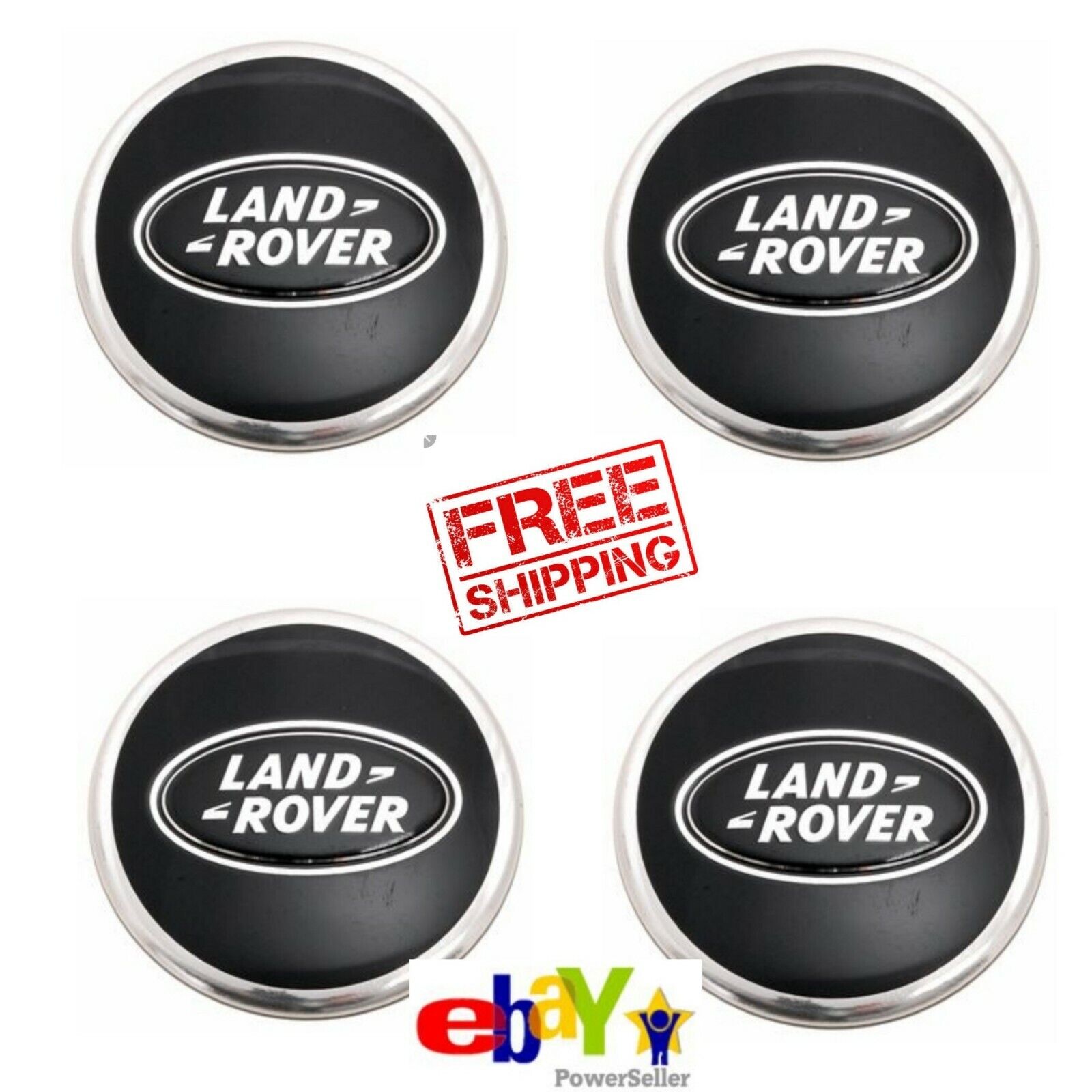 Set Of 4 Land Rover Range Rover Center Caps 63MM FITS ALL LAND ROVERS - BLACK