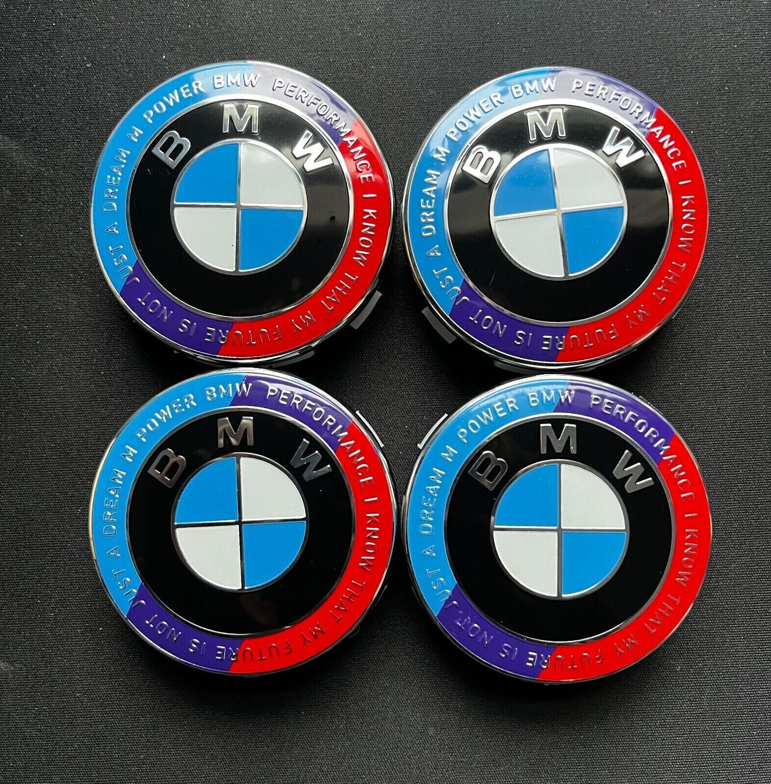 BMW KITH M Power Wheel Center Caps of Emblem/Badge Hubcaps 68MM SET OF 4