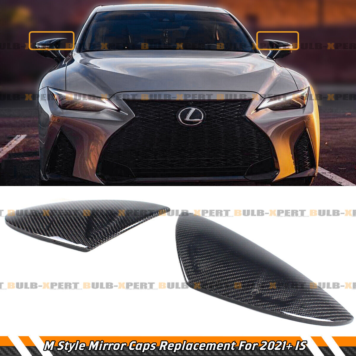 FOR 2021-24 LEXUS IS300 IS350 IS500 M TYPE CARBON FIBER MIRROR REPLACEMENT CAPS