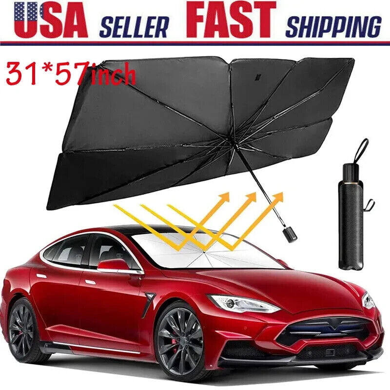 Car windshield shade folding umbrella The front window is covered with a sunshad