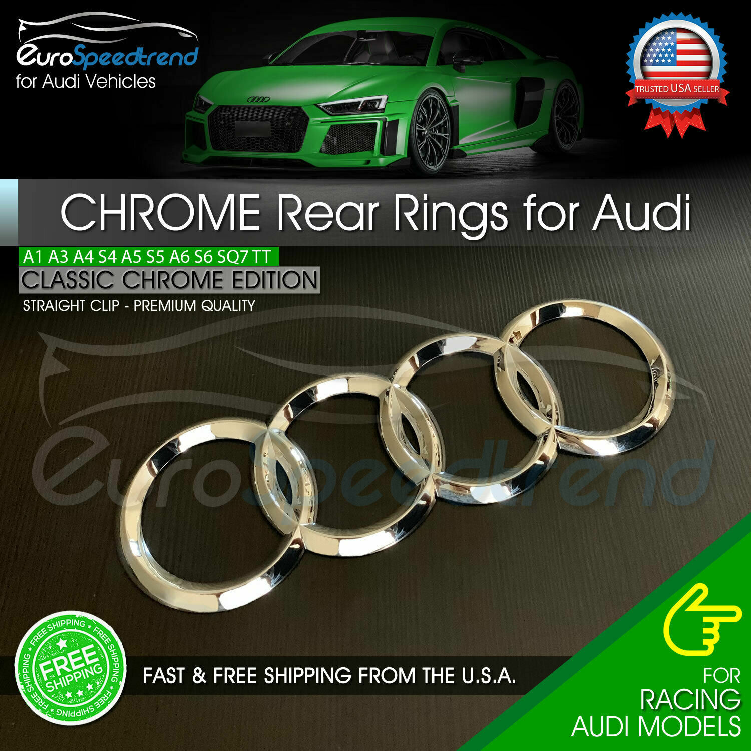 For AUDI Rings Chrome Rear Trunk Lid Badge Logo Emblem A1 A3 A4 S4 A5 S6 A6 OEM