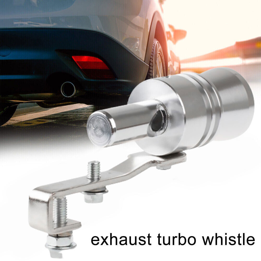 XL Turbo Sound Noise Exhaust Muffler Pipe Whistle Off Valve BOV Simulator Silver