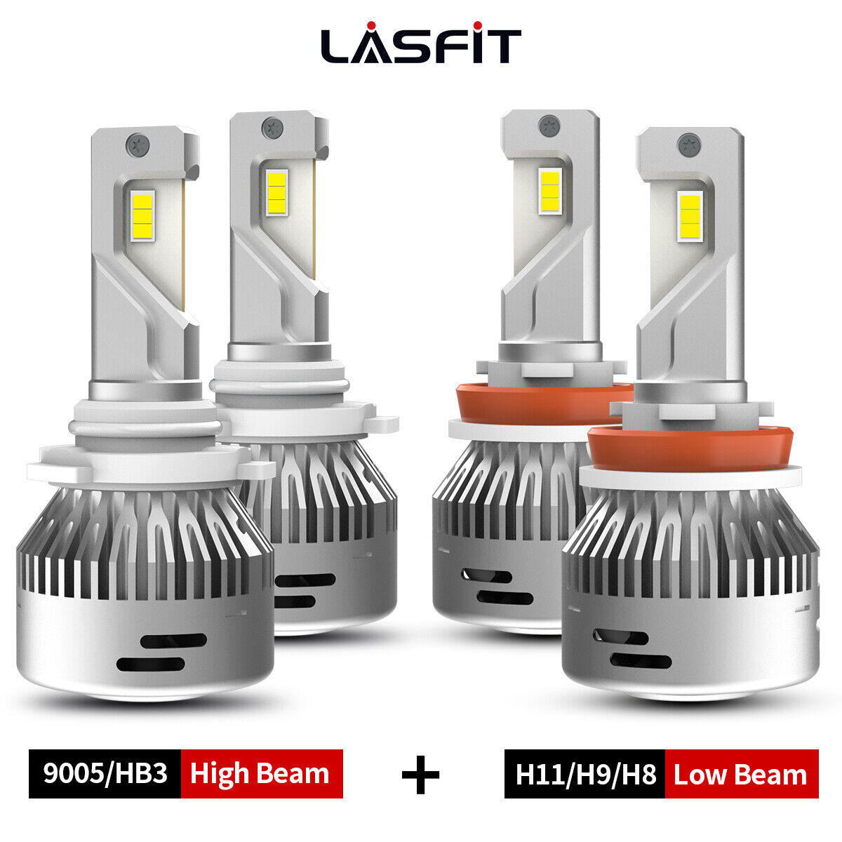 4x Lasfit H11 9005 LED Headlight Bulbs High Low Beam for Honda Accord 2008-2017