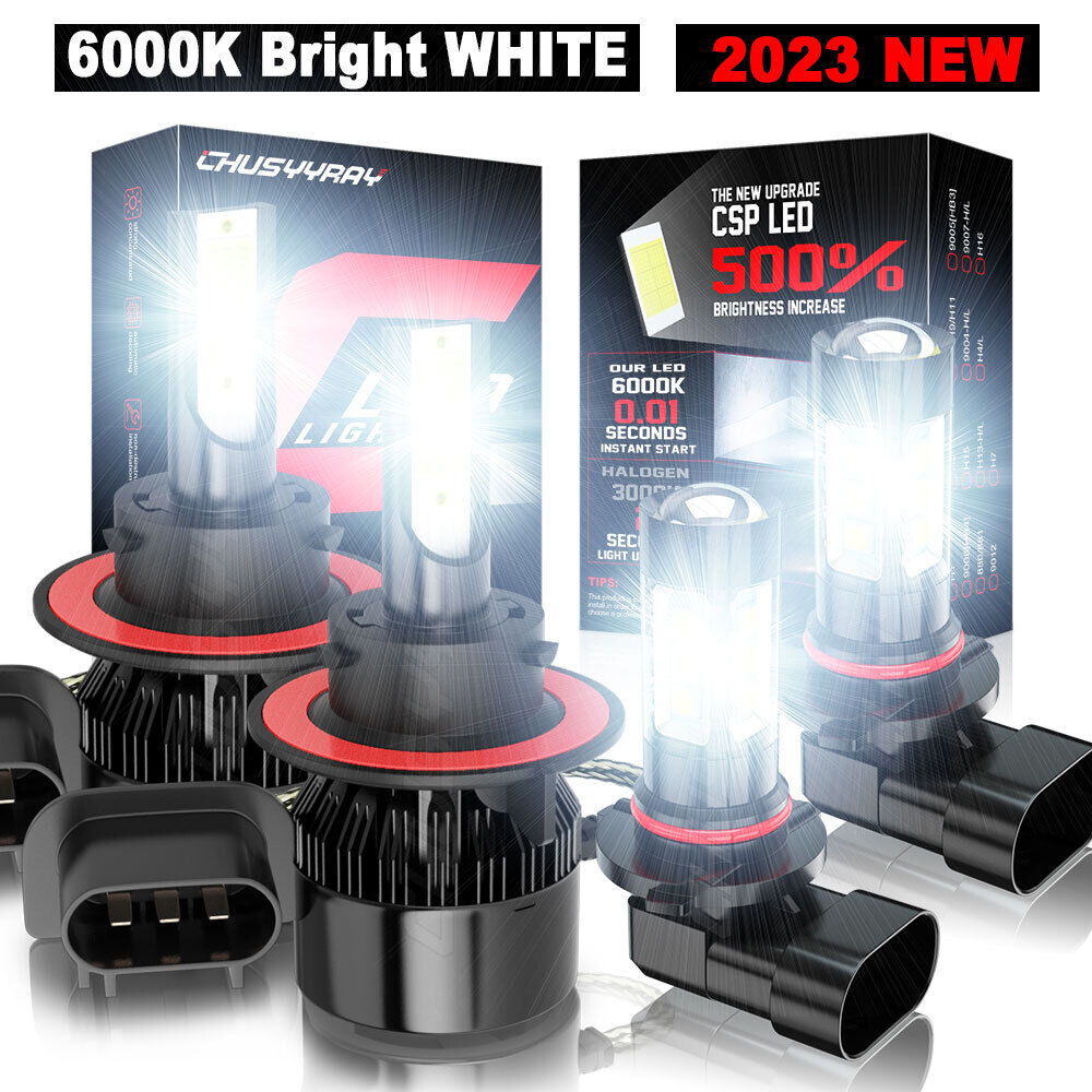 4x LED Headlight High/Low Beam+Fog Light Kit for 2005-2014 Ford F150 F250 F350