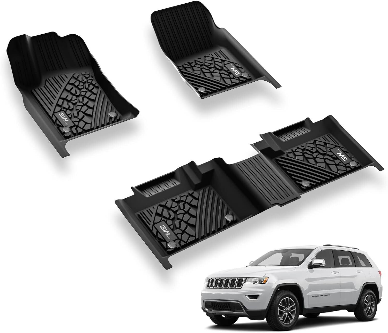 3W Floor Mats For 2016-2021 Jeep Grand Cherokee/Dodge Durango Bench Seat Liner