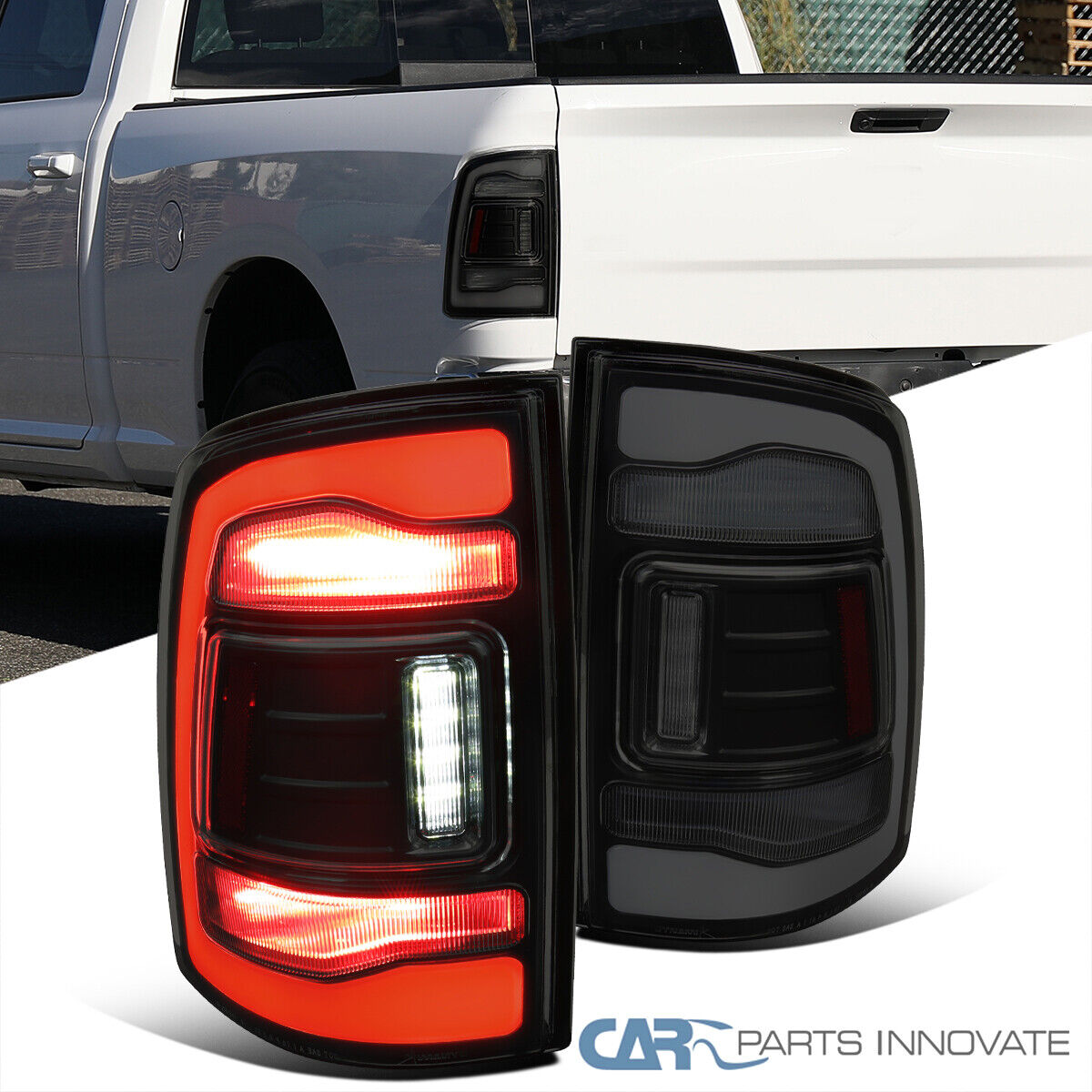 LED C Light Bar Fits 09-18 Dodge Ram 1500 2500 Black Smoke Tail Lights Brake