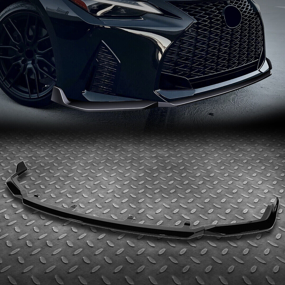 [3PCS] FOR 21-22 LEXUS IS350 IS500 V-STYLE GLOSSY BLACK FRONT BUMPER SPOILER LIP