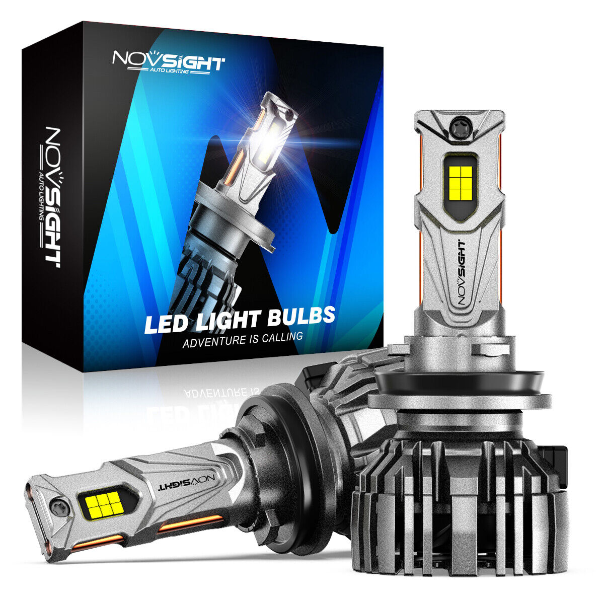 NOVSIGHT Pair 140W 30000LM H11 LED Headlight Bulbs Kit High Low Beam 6500k White