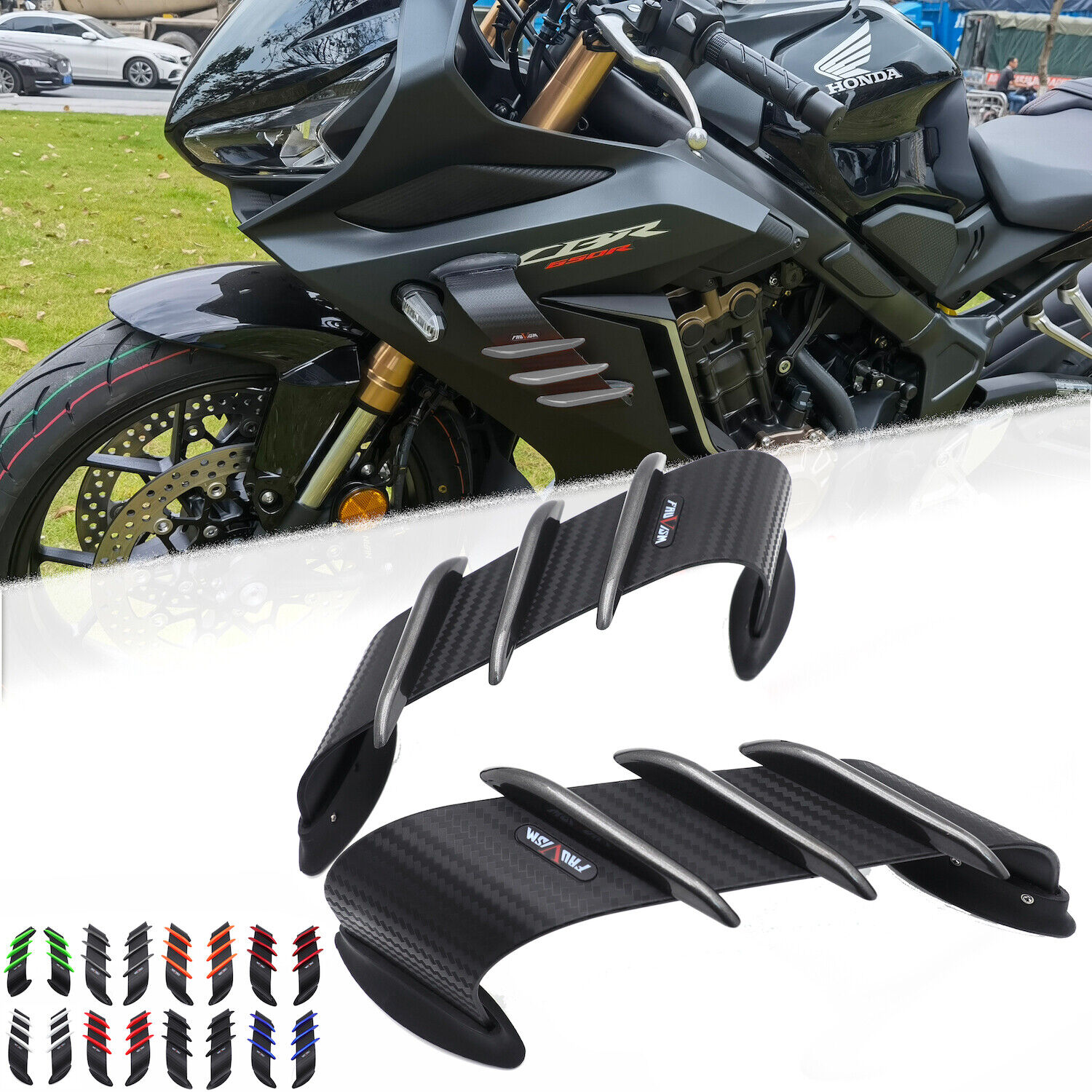 Universal Motorcycle Front Fairing Winglets Side Spoiler Sticker Dynamic Wing