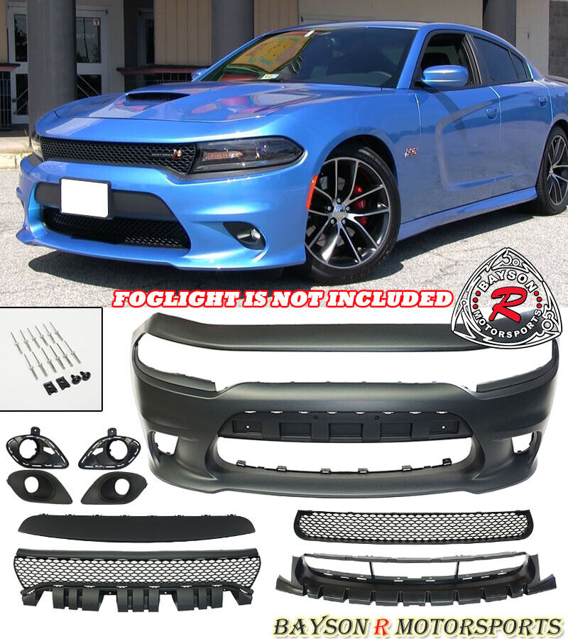 Fits 15-23 Dodge Charger SRT-8 Hellcat Style Front Bumper Cover Body Kit