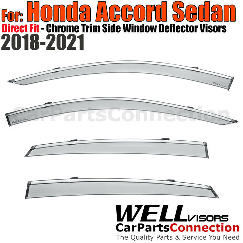 WellVisors Window Visors 18-22 For Honda Accord Sedan Wind Deflectors Chrome