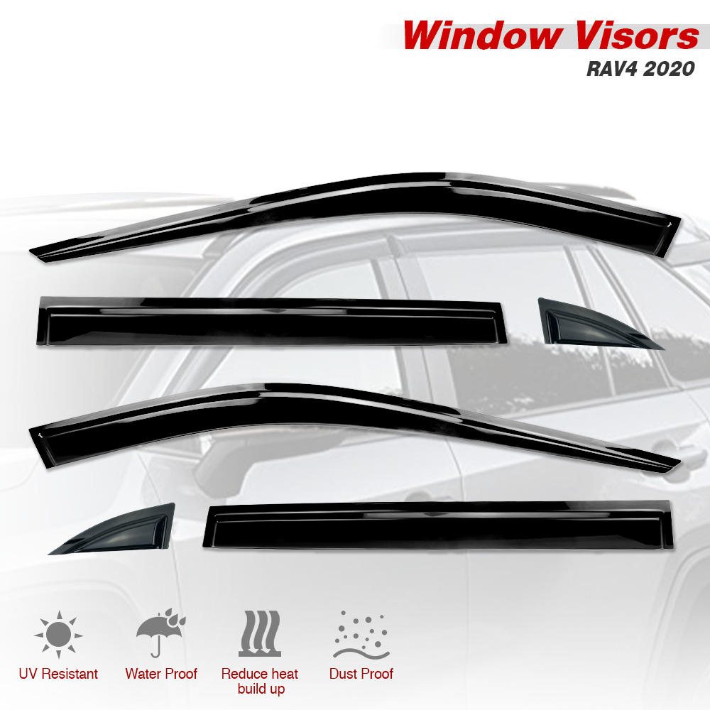 For 2020-2021 RAV4 Light Black Blue Window Vent Visors Sun Rain Guard 6 pieces