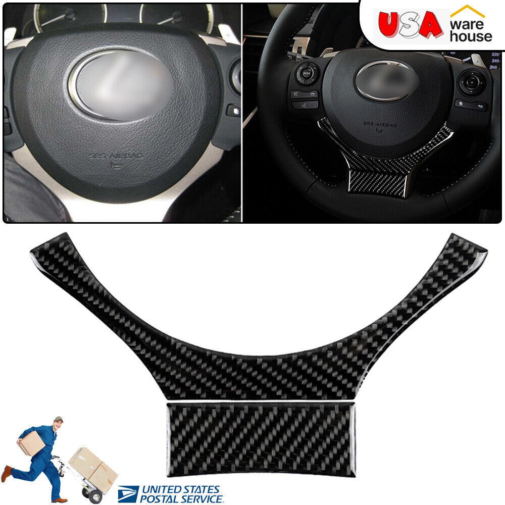 Vehicle Steering Wheel Carbon Fiber Sticker Decal Trim For LEXUS IS350 2PC Black
