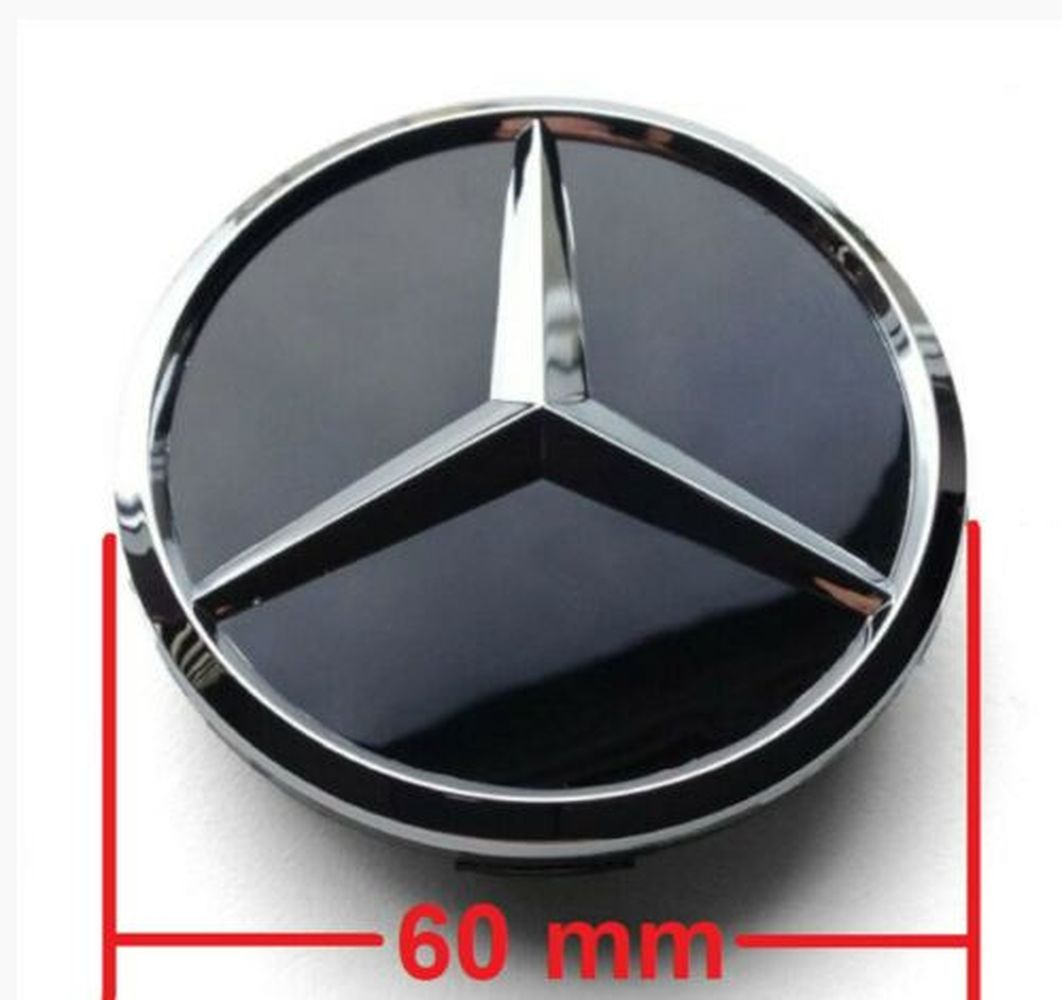 4 x 60mm Mercedes Black Rim Cover Hub Caps Wheel Cap New
