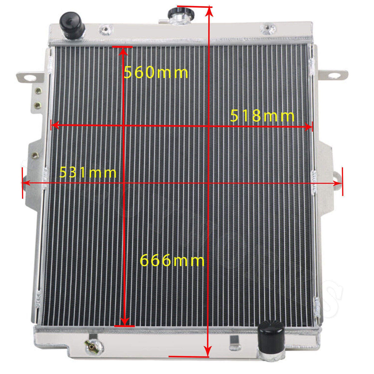 ASI 4 Row Aluminium universal Radiator Core Size: 518W * 560H mm