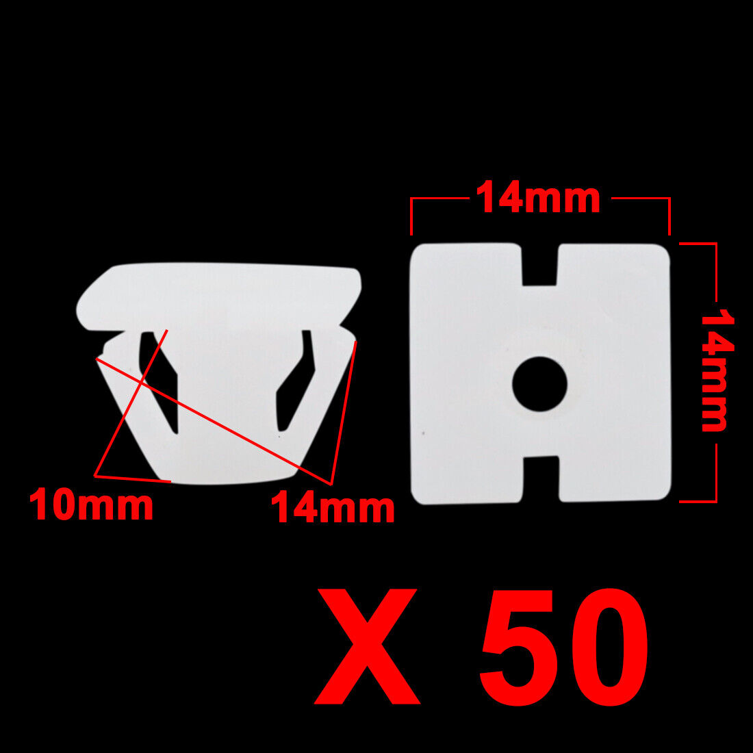 50 Pcs Square Plastic Rivets Retainer Clip White for Car Fender 14mm Hole