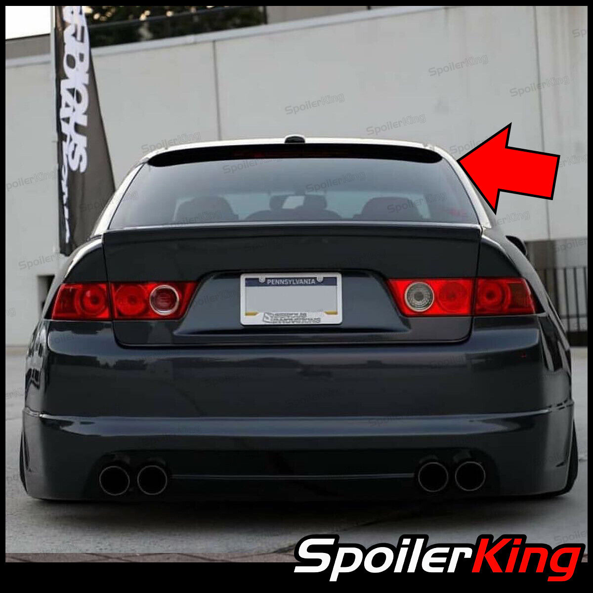 (284R) StanceNride Rear Roof Spoiler Window Wing (Fits: Acura TSX 2004-08 CL9)