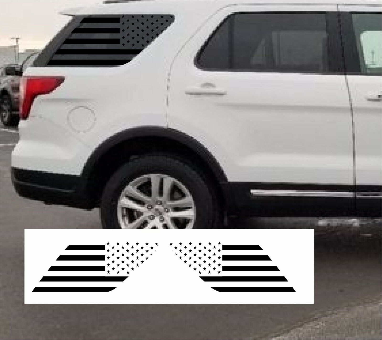 (2) USA Flag Decal Rear windows fits Ford Explorer 2011-2019 Side American