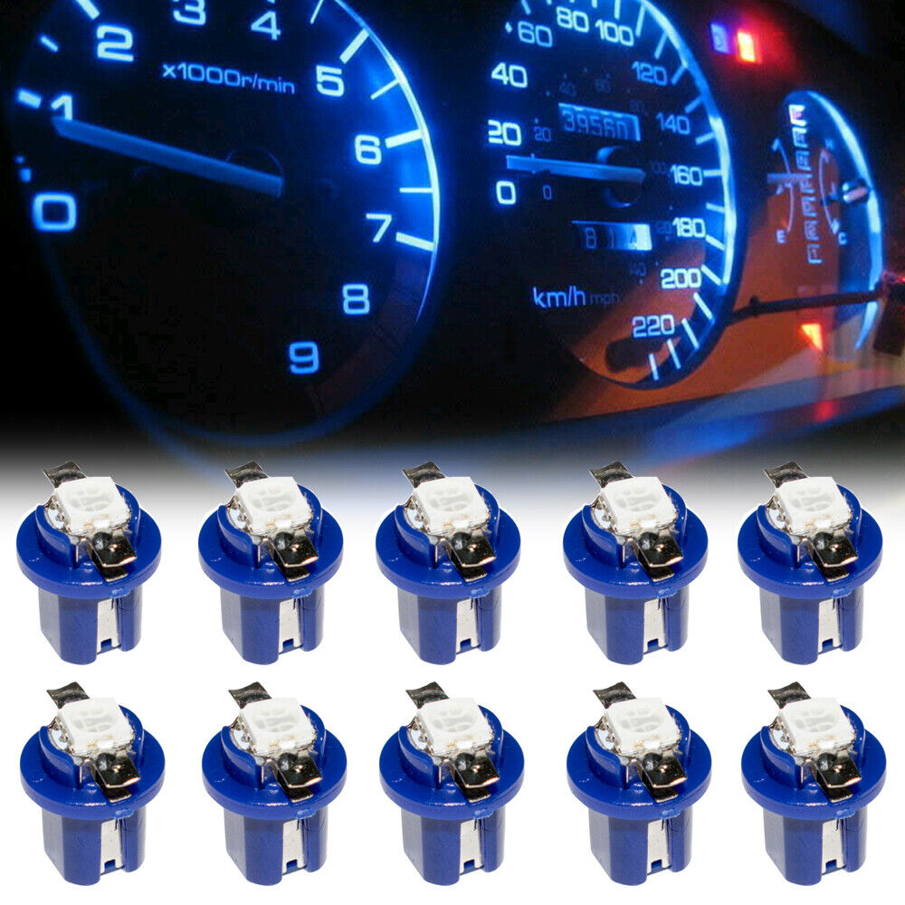10Pcs T5 B8.5D 5050 Blue Car LED Dashboard Dash Gauge Instrument Light Bulb Lamp