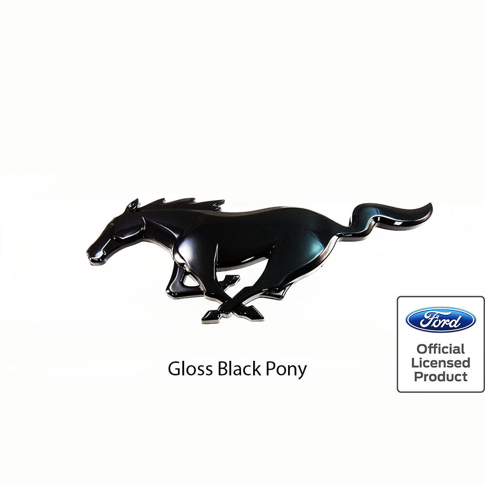 Fits 2015-23 Mustang Pony Front Emblem Gloss Black Genuine Ford Licensed OEM