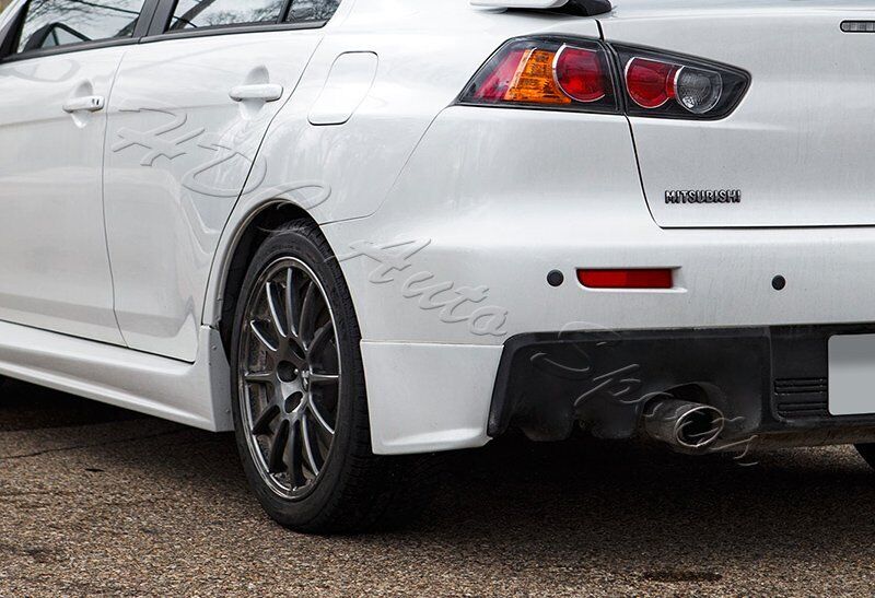 For 08-15 Lancer Evolution EVO X Black Rear Bumper Lip Aprons Polyurethane 2PCS