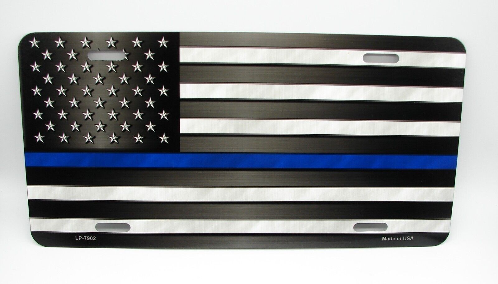 THIN BLUE LINE AMERICAN TACTICAL FLAG POLICE METAL CAR NOVELTY LICENSE PLATE