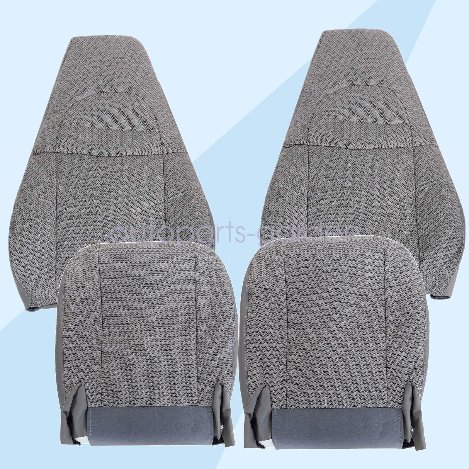 For 03-14 Chevy Express Driver & Passenger Bottom & Back Cloth Seat Cover Gray