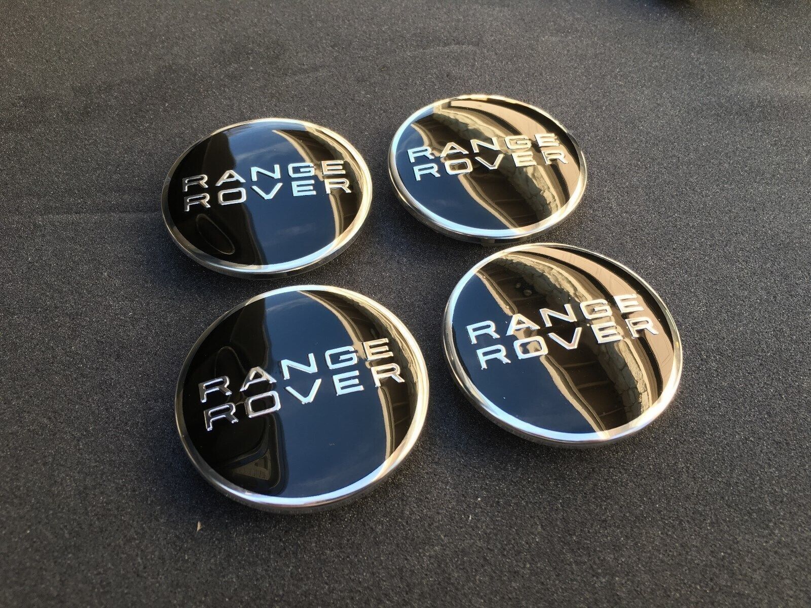 4 Range Rover Wheel Center Caps Glossy Black 63mm Rim Emblems Hubcaps Cover Logo