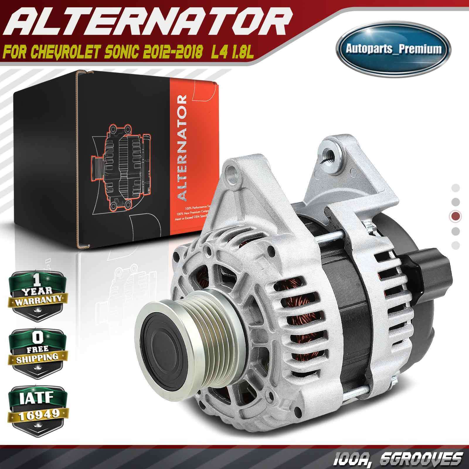 Alternator for Chevrolet Sonic 2012-2018 L4 1.8L 100A 12V CW 6G Clutch Pulley
