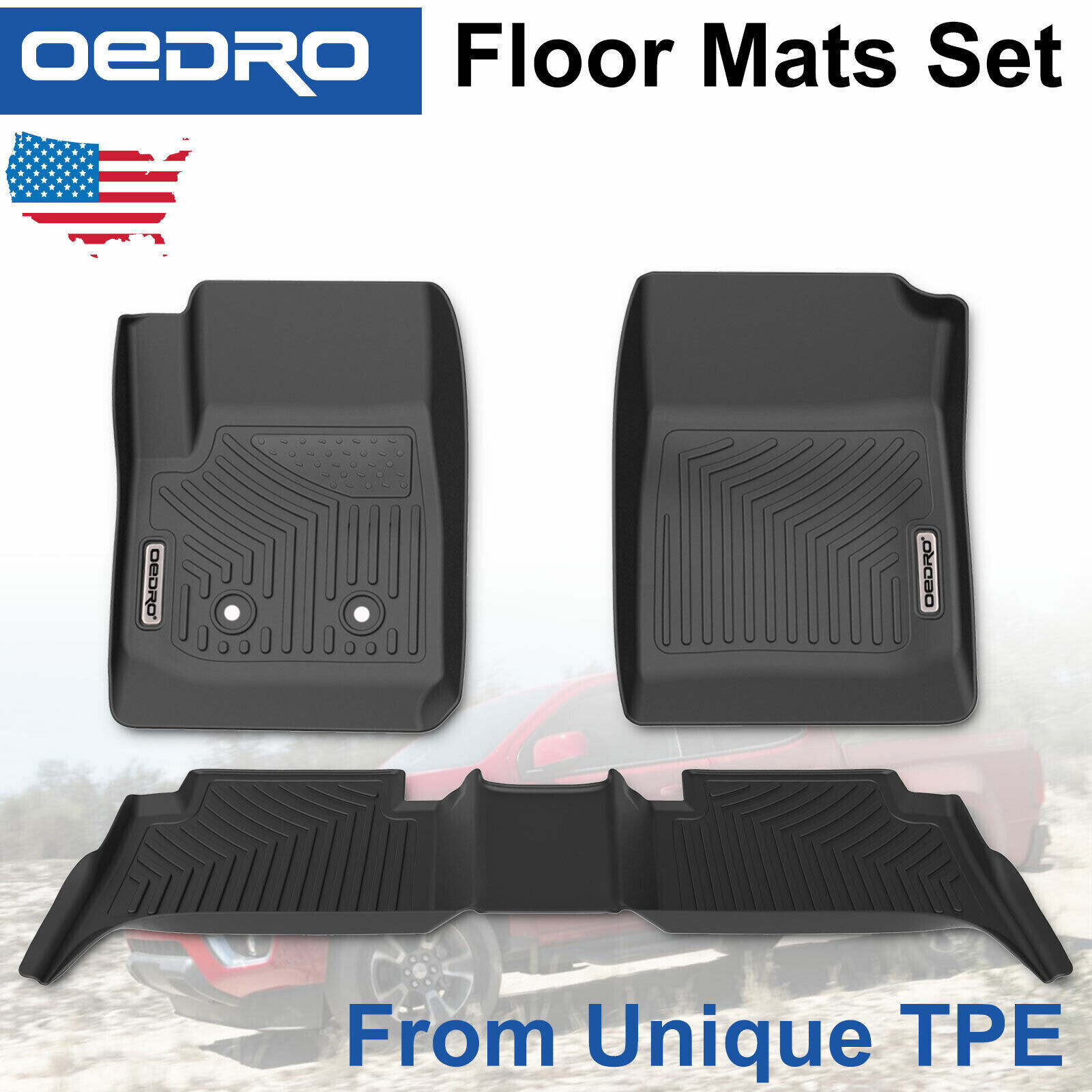 3D All Weather Floor Mats for 2015-2022 Chevrolet Colorado GMC Canyon Crew Cab