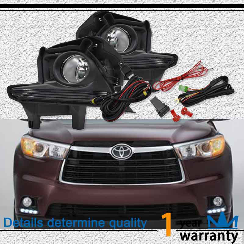 2pcs Left+Right Clear Fog Lights With H11 Bulbs Fit 2014-2016 Toyota Highlander