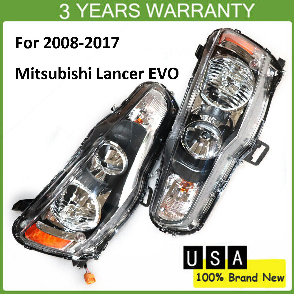 For 2008-2017 Mitsubishi Lancer Halogen Headlights Headlamps Driver+Passenger