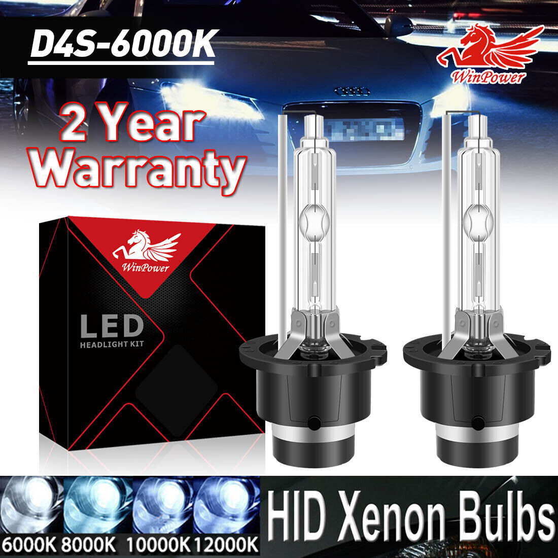 2 PCS D4S   6000K 35W HID XENON BULBS SET OF 2 Headlights Head Lamps