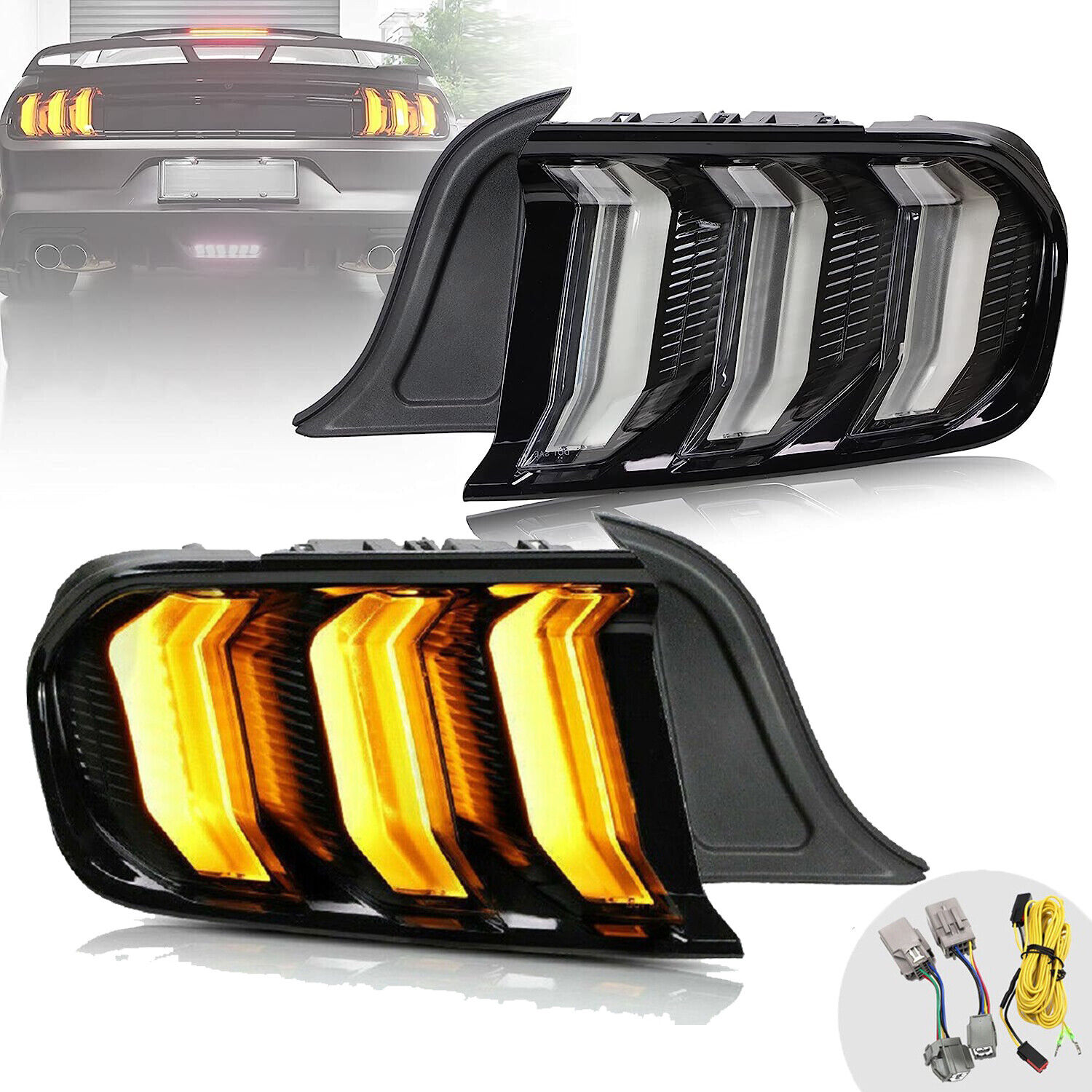 VLAND LED Tail Lights For 2015-22 Ford Mustang w/ Sequential & 5Modes Rear Lamps